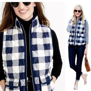 J Crew Excursion Navy White Buffalo Check Warm Down Filled Outdoor Vest …